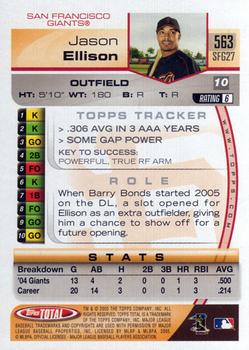 2005 Topps Total #563 Jason Ellison Back