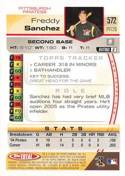 2005 Topps Total #572 Freddy Sanchez Back