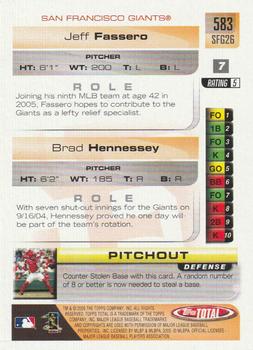 2005 Topps Total #583 Brad Hennessey / Jeff Fassero Back