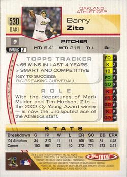 2005 Topps Total #530 Barry Zito Back