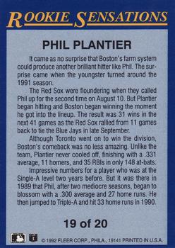 1992 Fleer - Rookie Sensations #19 Phil Plantier Back