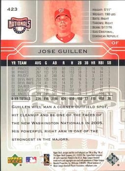 2005 Upper Deck #423 Jose Guillen Back