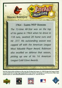 2005 Upper Deck Baseball Heroes #6 Brooks Robinson Back