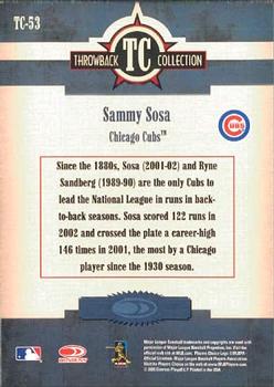 2005 Donruss Throwback Threads - Throwback Collection #TC-53 Sammy Sosa Back