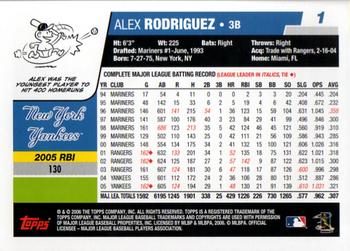 2006 Topps #1 Alex Rodriguez Back