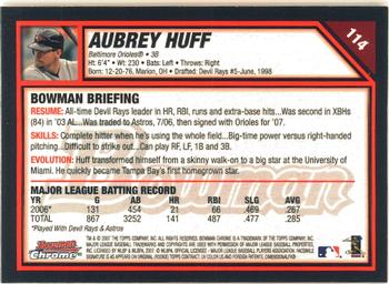 2007 Bowman Chrome #114 Aubrey Huff Back