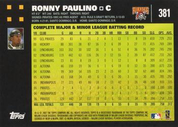 2007 Topps #381 Ronny Paulino Back
