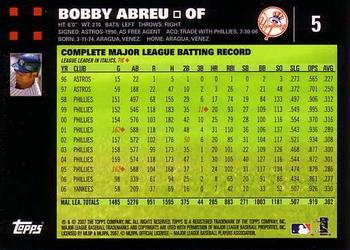 2007 Topps #5 Bobby Abreu Back