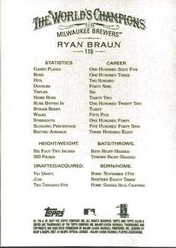 2007 Topps Allen & Ginter #116 Ryan Braun Back
