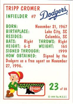 1999 Keebler Los Angeles Dodgers #23 Tripp Cromer Back