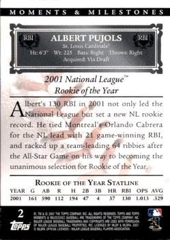 2007 Topps Moments & Milestones #2-27 Albert Pujols Back