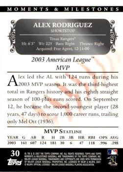 2007 Topps Moments & Milestones #30-90 Alex Rodriguez Back