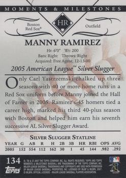 2007 Topps Moments & Milestones #134-18 Manny Ramirez Back