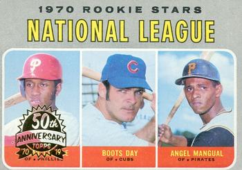 2019 Topps Heritage - 50th Anniversary Buybacks #654 National League Rookie Stars - Oscar Gamble / Boots Day / Angel Mangual Front