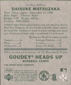 2007 Upper Deck Goudey #245 Daisuke Matsuzaka Back