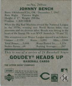 2007 Upper Deck Goudey #249 Johnny Bench Back
