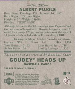 2007 Upper Deck Goudey #252 Albert Pujols Back