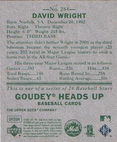 2007 Upper Deck Goudey #284 David Wright Back