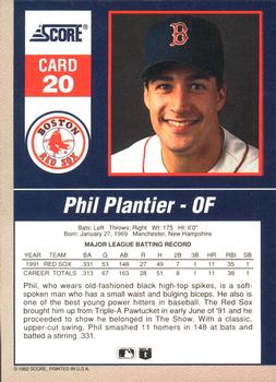 1992 Score - 90's Impact Players #20 Phil Plantier Back