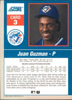 1992 Score - 90's Impact Players #3 Juan Guzman Back