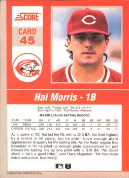 1992 Score - 90's Impact Players #45 Hal Morris Back