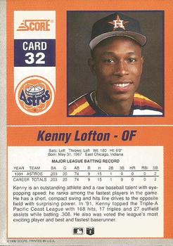 1992 Score - 90's Impact Players #32 Kenny Lofton Back