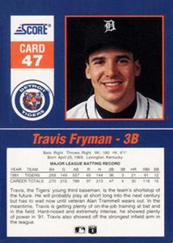1992 Score - 90's Impact Players #47 Travis Fryman Back