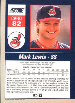 1992 Score - 90's Impact Players #82 Mark Lewis Back