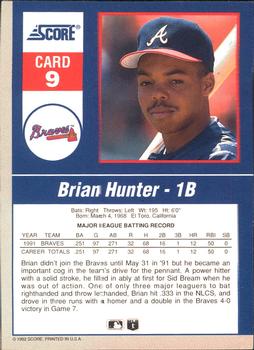 1992 Score - 90's Impact Players #9 Brian Hunter Back