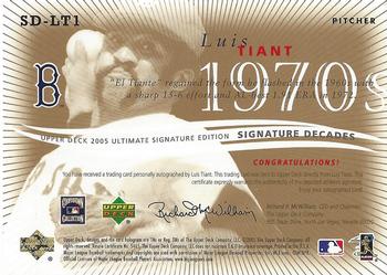 2005 UD Ultimate Signature Edition - Decades #SD-LT1 Luis Tiant Back