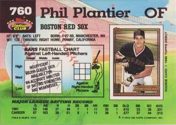 1992 Stadium Club #760 Phil Plantier Back