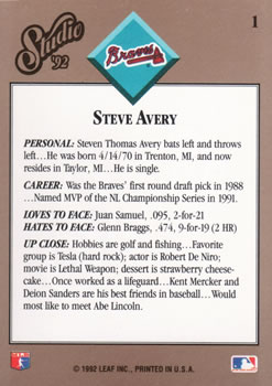 1992 Studio #1 Steve Avery Back