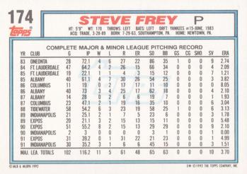 1992 Topps #174 Steve Frey Back