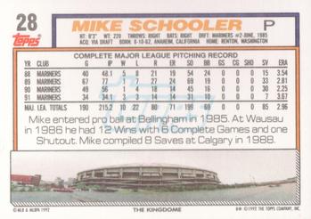 1992 Topps #28 Mike Schooler Back