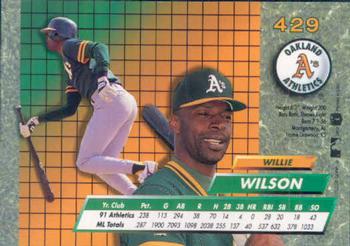 1992 Ultra #429 Willie Wilson Back
