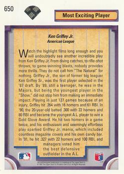 1992 Upper Deck #650 Ken Griffey Jr. Back