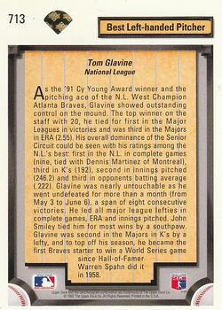 1992 Upper Deck #713 Tom Glavine Back