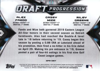 2019 Bowman Draft - Draft Progression #DPR-DET Alex Faedo / Casey Mize / Riley Greene Back