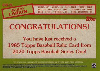 2020 Topps - 1985 Topps Baseball 35th Anniversary Relics Gold (Series One) #85R-BL Barry Larkin Back