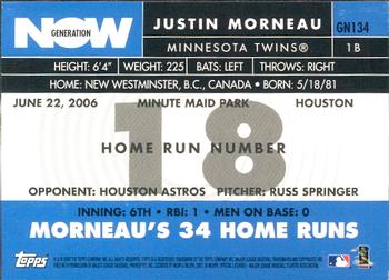 2007 Topps - Generation Now #GN134 Justin Morneau Back