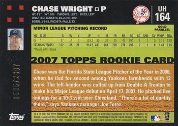 2007 Topps Updates & Highlights - Gold #UH164 Chase Wright Back