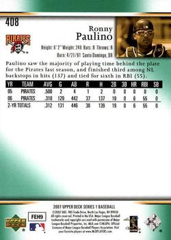 2007 Upper Deck - Predictor Edition Green #408 Ronny Paulino Back
