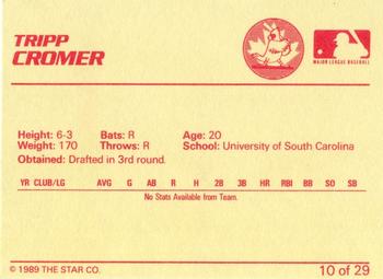 1989 Star Hamilton Redbirds - Platinum #10 Tripp Cromer Back