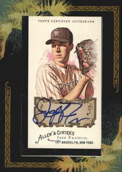 2008 Topps Allen & Ginter - Autographs #AGA-JF Jeff Francis Front