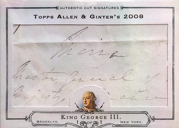 2008 Topps Allen & Ginter - Cut Signatures #CS10 King George III Front