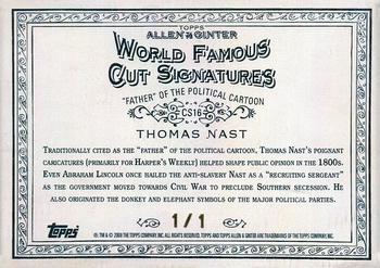 2008 Topps Allen & Ginter - Cut Signatures #CS16 Thomas Nast Back