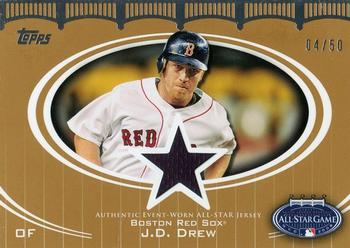 2008 Topps Updates & Highlights - All-Star Stitches Gold #AS-JD J.D. Drew Front