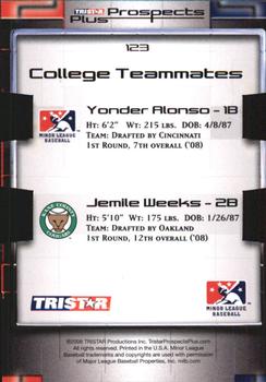 2008 TriStar Prospects Plus - PROminent Die Cut Green #123 Yonder Alonso / Jemile Weeks Back