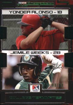 2008 TriStar Prospects Plus - PROminent Die Cut Green #123 Yonder Alonso / Jemile Weeks Front