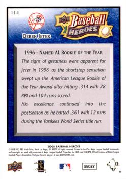 2008 Upper Deck Baseball Heroes - Navy Blue #114 Derek Jeter Back